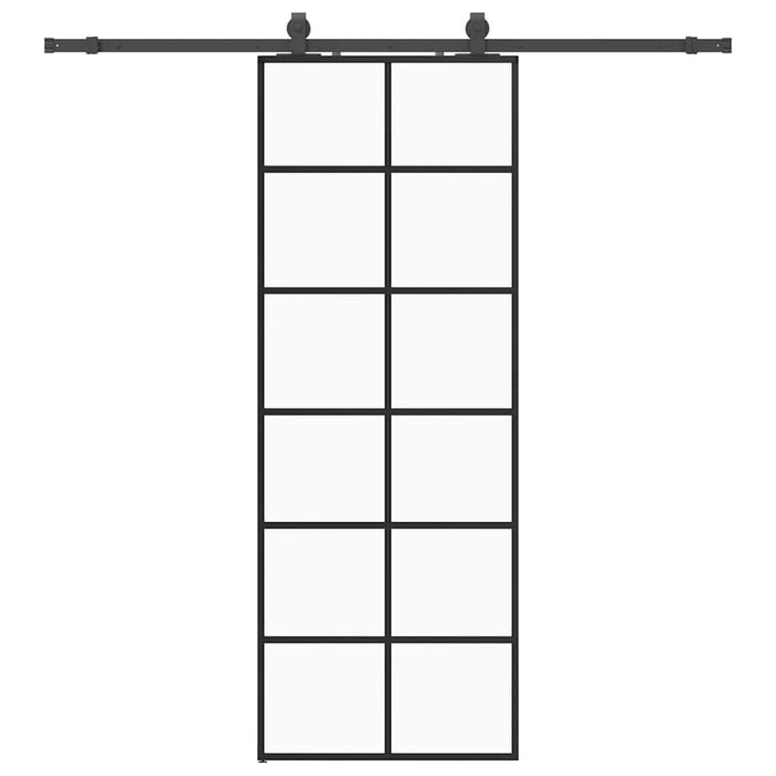 Porta Scorrevole con Ferramenta Nera 76x205 cm in Vetro ESG 3375850