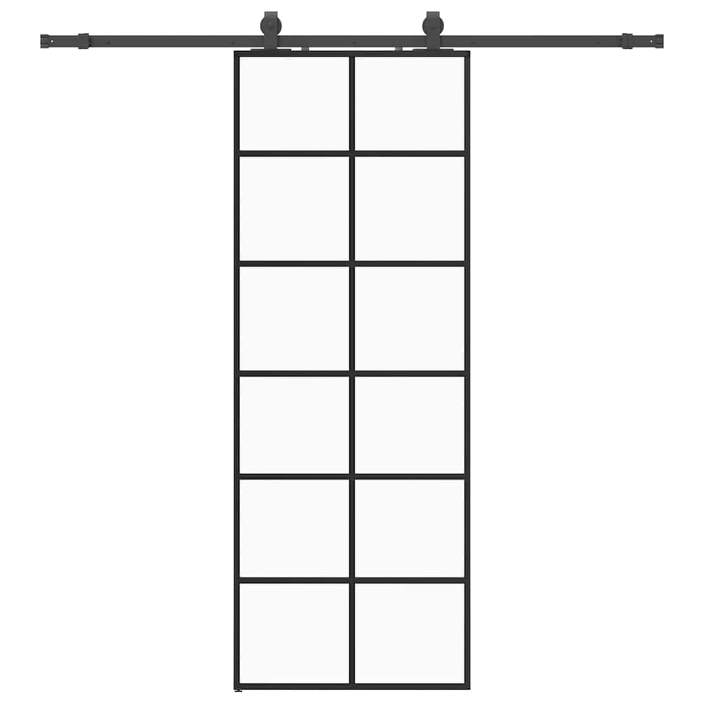 vidaXL Porta Scorrevole con Ferramenta Nera 76x205 cm in Vetro ESG