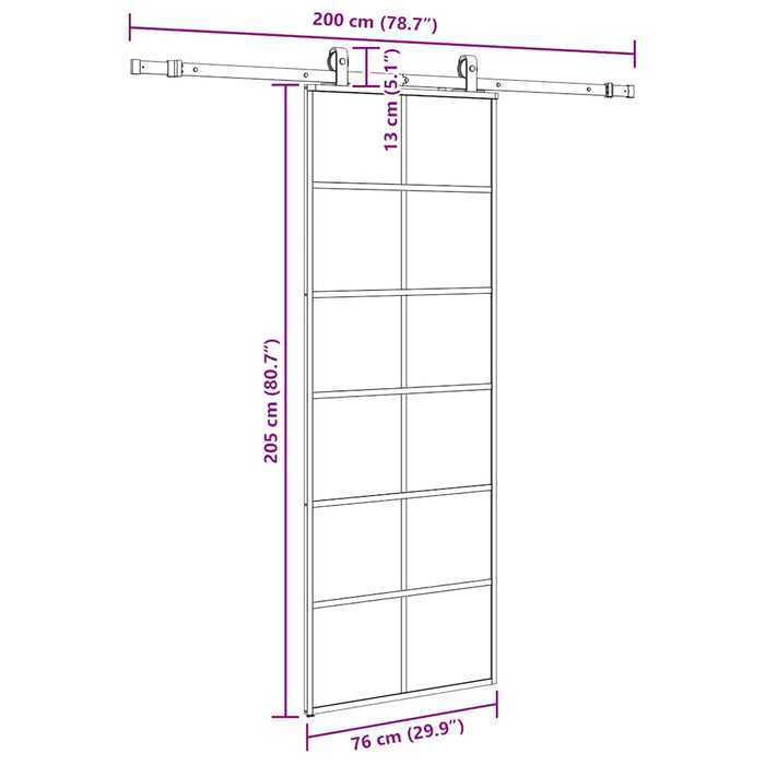 Porta Scorrevole con Ferramenta Nera 76x205 cm in Vetro ESG 3375850