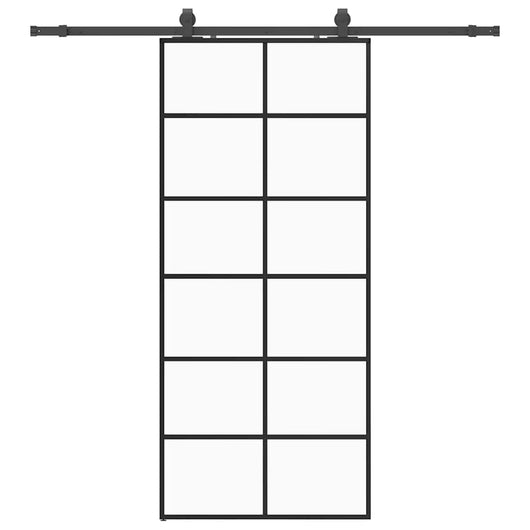 Porta Scorrevole con Ferramenta Nera 90x205 cm in Vetro ESG 3375851