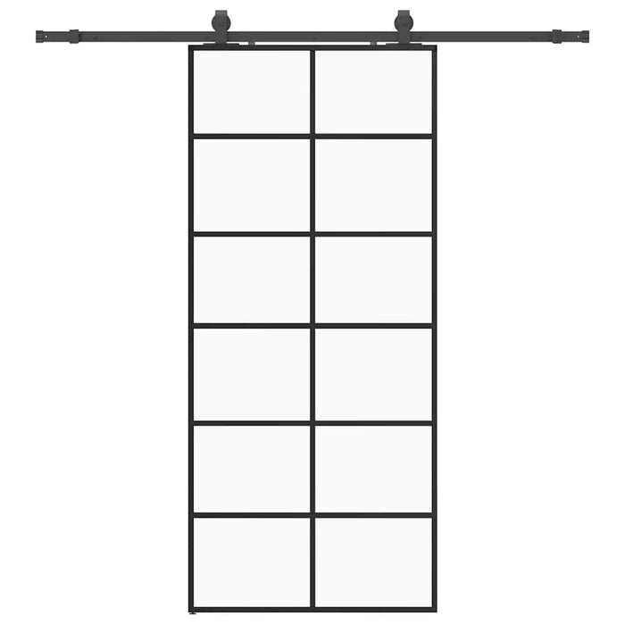 Porta Scorrevole con Ferramenta Nera 90x205 cm in Vetro ESG 3375851