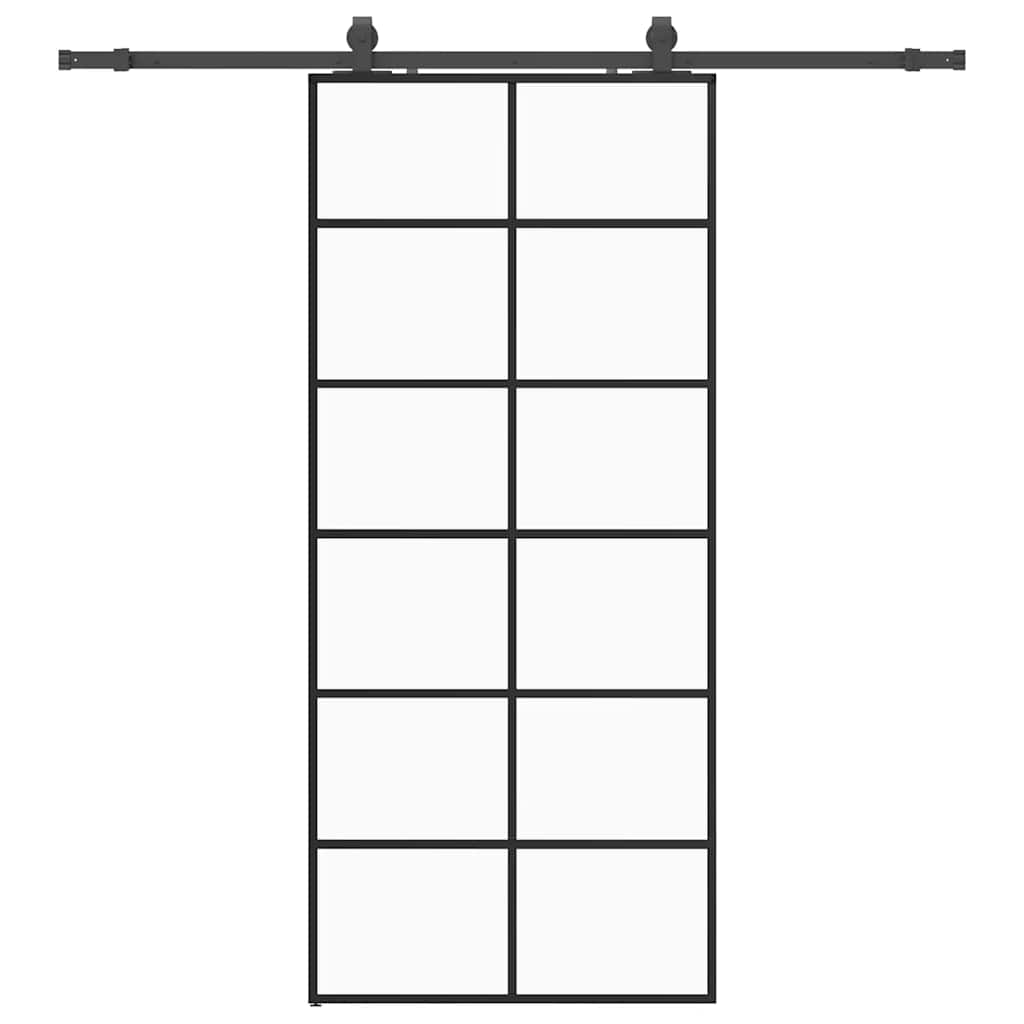 vidaXL Porta Scorrevole con Ferramenta Nera 90x205 cm in Vetro ESG