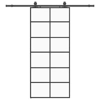 vidaXL Porta Scorrevole con Ferramenta Nera 90x205 cm in Vetro ESG