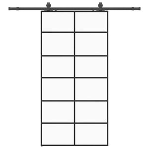 Porta Scorrevole con Ferramenta Nera 102x205 cm in Vetro ESG 3375852