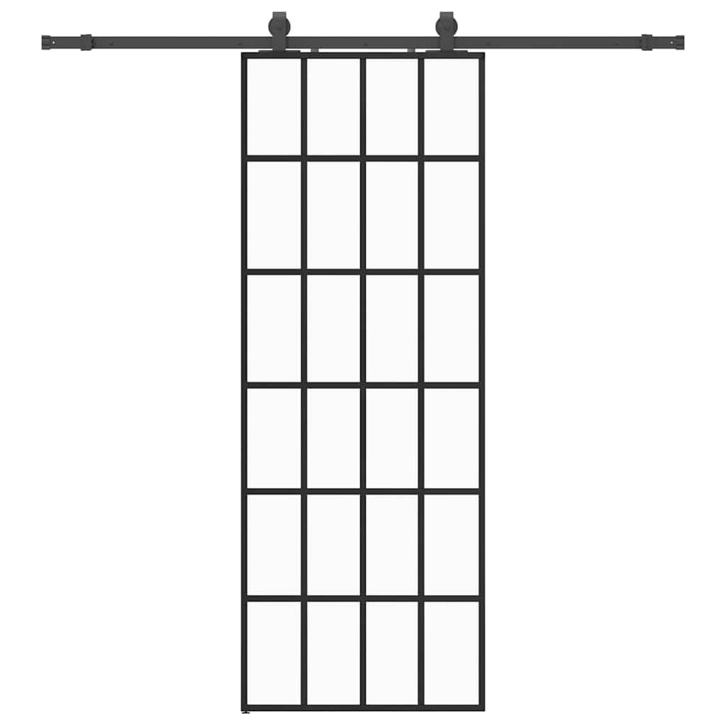 Porta Scorrevole con Ferramenta Nera 76x205 cm in Vetro ESG 3375853