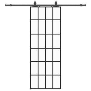 Porta Scorrevole con Ferramenta Nera 76x205 cm in Vetro ESG 3375853