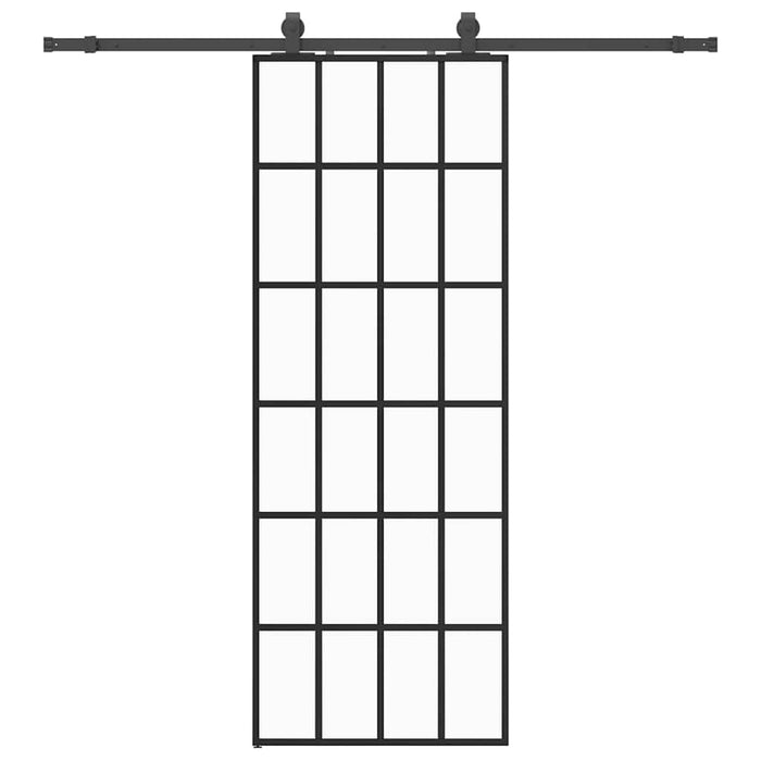 Porta Scorrevole con Ferramenta Nera 76x205 cm in Vetro ESG 3375853