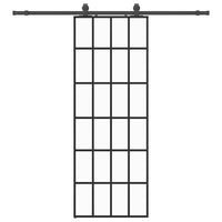 vidaXL Porta Scorrevole con Ferramenta Nera 76x205 cm in Vetro ESG