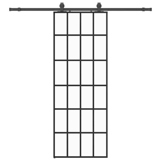 vidaXL Porta Scorrevole con Ferramenta Nera 76x205 cm in Vetro ESG