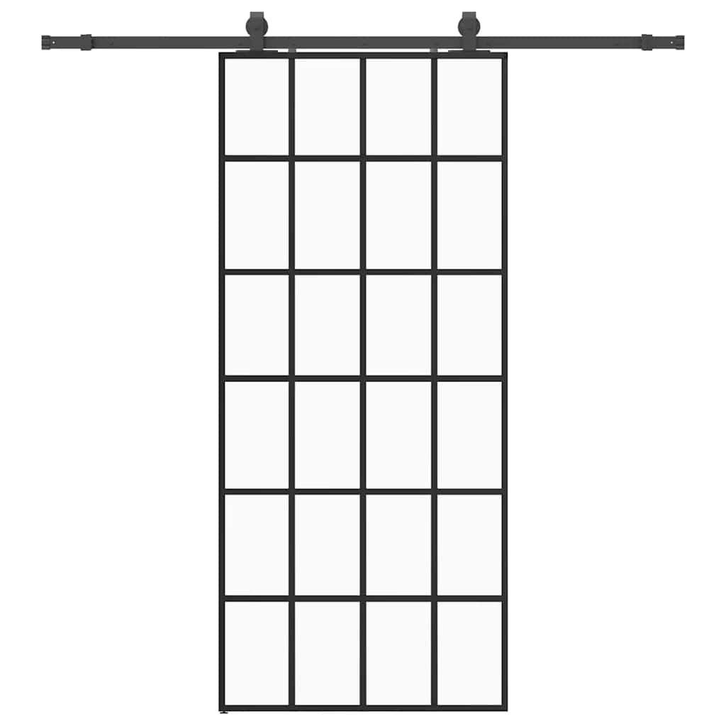 Porta Scorrevole con Ferramenta Nera 90x205 cm in Vetro ESG 3375854