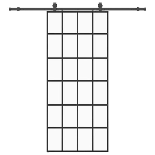 Porta Scorrevole con Ferramenta Nera 90x205 cm in Vetro ESG 3375854