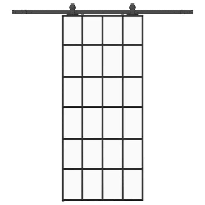 Porta Scorrevole con Ferramenta Nera 90x205 cm in Vetro ESG 3375854