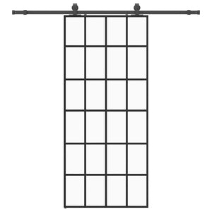 Porta Scorrevole con Ferramenta Nera 90x205 cm in Vetro ESG