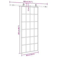Porta Scorrevole con Ferramenta Nera 90x205 cm in Vetro ESG 3375854
