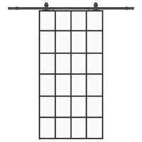 Porta Scorrevole con Ferramenta Nera 102x205 cm in Vetro ESG