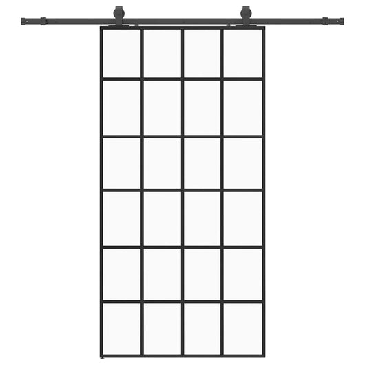 Porta Scorrevole con Ferramenta Nera 102x205 cm in Vetro ESG