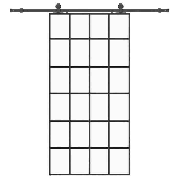 Porta Scorrevole con Ferramenta Nera 102x205 cm in Vetro ESG