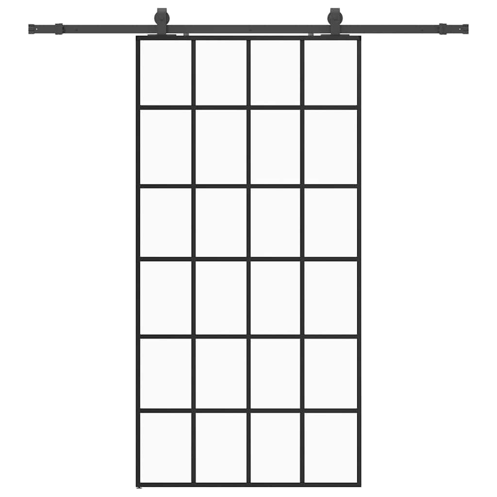 Porta Scorrevole con Ferramenta Nera 102x205 cm in Vetro ESG 3375855