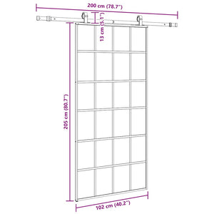 Porta Scorrevole con Ferramenta Nera 102x205 cm in Vetro ESG