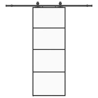 Porta Scorrevole con Ferramenta Nera 76x205 cm in Vetro ESG