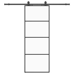 Porta Scorrevole con Ferramenta Nera 76x205 cm in Vetro ESG