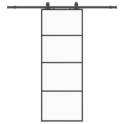Porta Scorrevole con Ferramenta Nera 76x205 cm in Vetro ESG