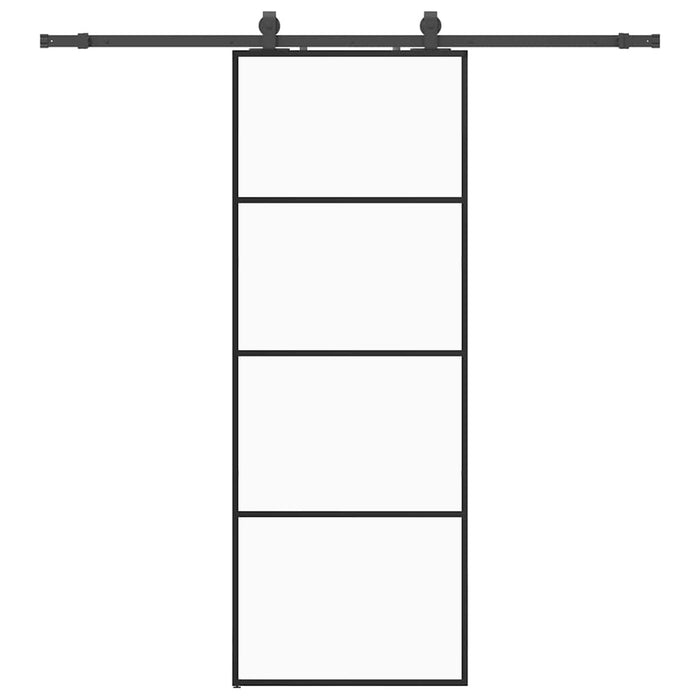 Porta Scorrevole con Ferramenta Nera 76x205 cm in Vetro ESG
