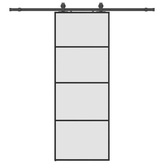 Porta Scorrevole con Ferramenta Nera 76x205 cm in Vetro ESG