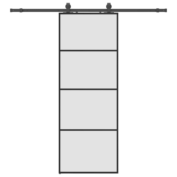 Porta Scorrevole con Ferramenta Nera 76x205 cm in Vetro ESG