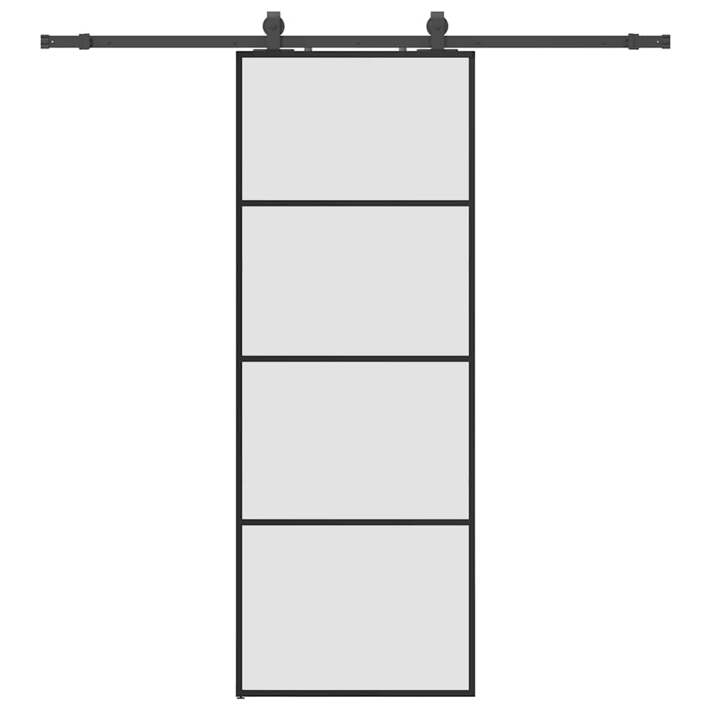 Porta Scorrevole con Ferramenta Nera 76x205 cm in Vetro ESG 3375857