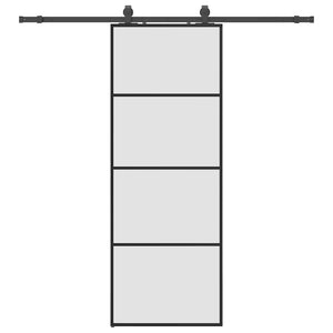 Porta Scorrevole con Ferramenta Nera 76x205 cm in Vetro ESG 3375857