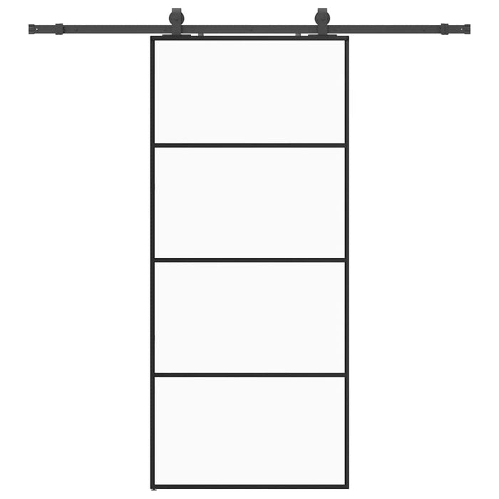 Porta Scorrevole con Ferramenta Nera 90x205 cm in Vetro ESG 3375858