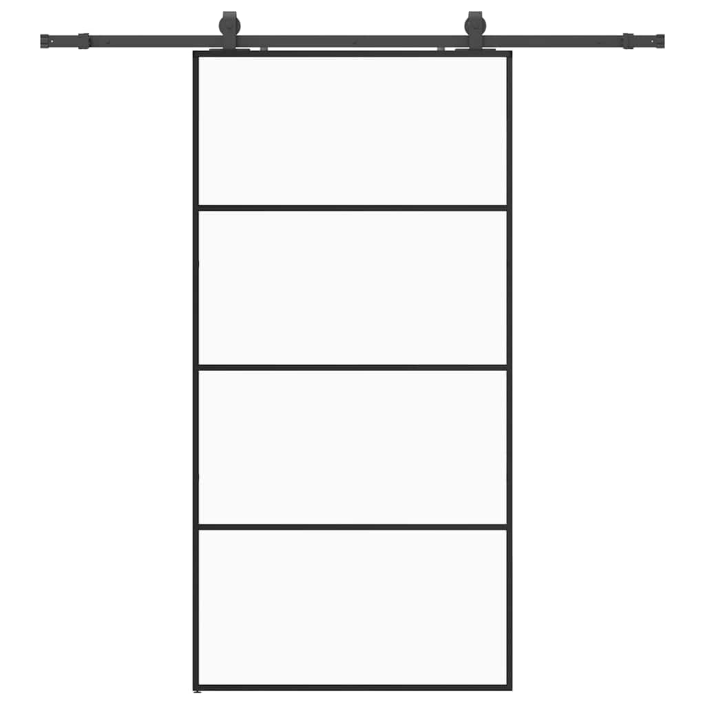 Porta Scorrevole con Ferramenta Nera 102,5x205 cm in Vetro ESG 3375860