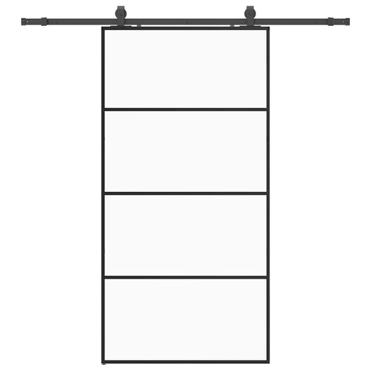 Porta Scorrevole con Ferramenta Nera 102,5x205 cm in Vetro ESG