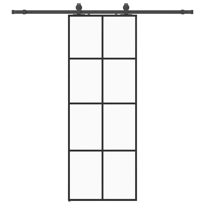 Porta Scorrevole con Ferramenta Nera 76x205 cm in Vetro ESG 3375862