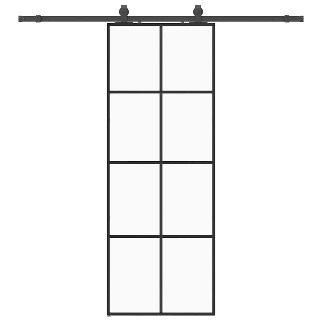 Porta Scorrevole con Ferramenta Nera 76x205 cm in Vetro ESG