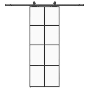 Porta Scorrevole con Ferramenta Nera 76x205 cm in Vetro ESG