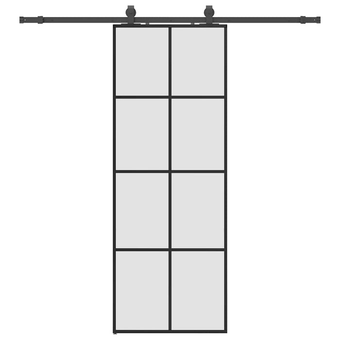 Porta Scorrevole con Ferramenta Nera 76x205 cm in Vetro ESG 3375863