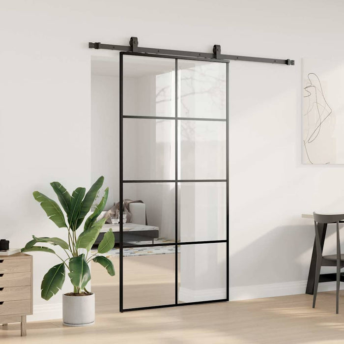 Porta Scorrevole con Ferramenta Nera 102,5x205 cm in Vetro ESG 3375866