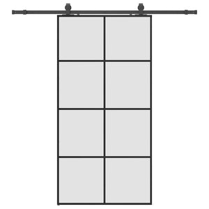 Porta Scorrevole con Ferramenta Nera 102,5x205 cm in Vetro ESG 3375867