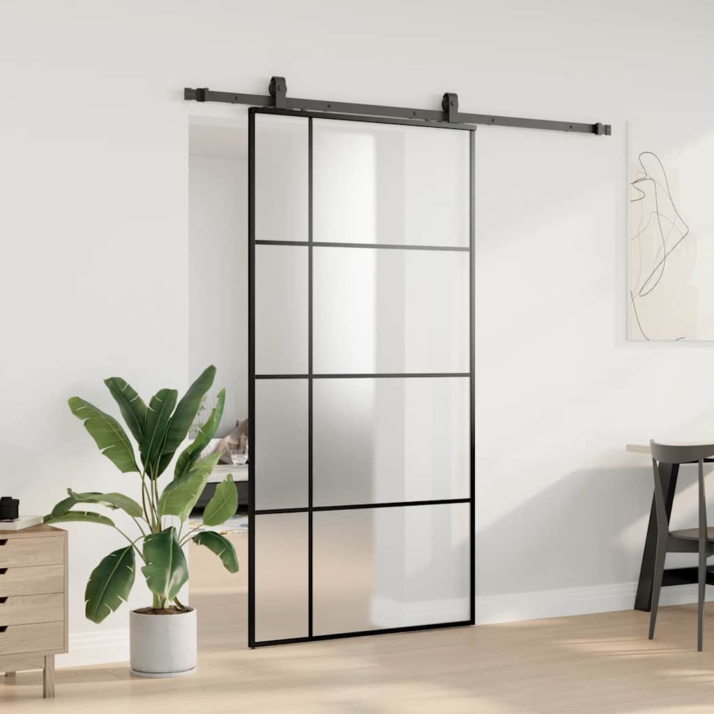 vidaXL Porta Scorrevole con Ferramenta Nera 102,5x205 cm in Vetro ESG