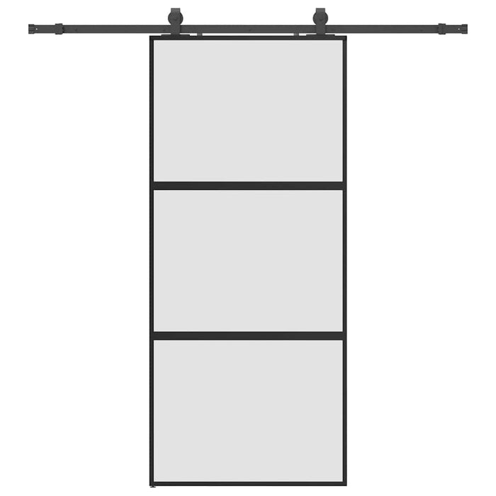 Porta Scorrevole Set Ferramenta Nera 90x205 cm Vetro Temperato 3375875