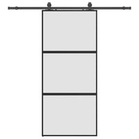 Porta Scorrevole Set Ferramenta Nera 90x205 cm Vetro Temperato