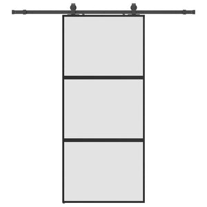 Porta Scorrevole Set Ferramenta Nera 90x205 cm Vetro Temperato