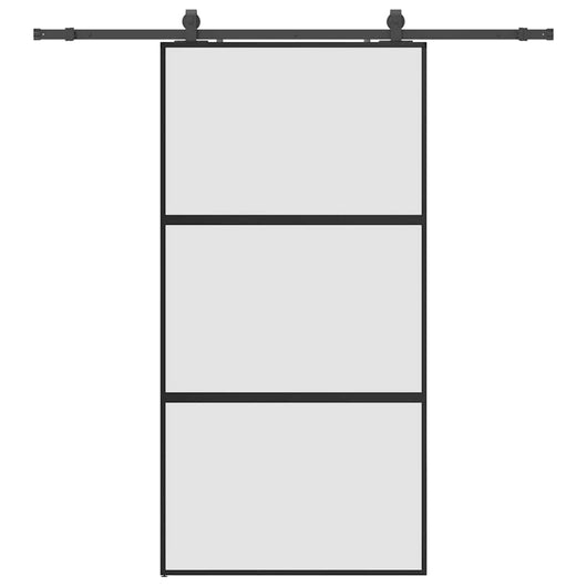 Porta Scorrevole Ferramenta Nera 102,5x205 cm Vetro Temperato