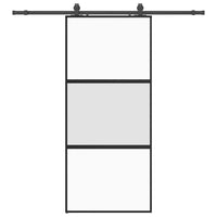 vidaXL Porta Scorrevole Set Ferramenta Nera 90x205 cm Vetro Temperato