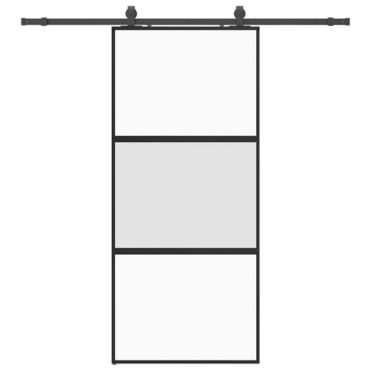 vidaXL Porta Scorrevole Set Ferramenta Nera 90x205 cm Vetro Temperato