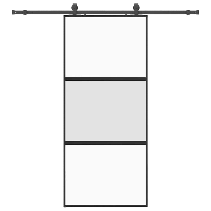 vidaXL Porta Scorrevole Set Ferramenta Nera 90x205 cm Vetro Temperato