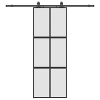 Porta Scorrevole Set Ferramenta Nera 76x205 cm Vetro Temperato 3375880