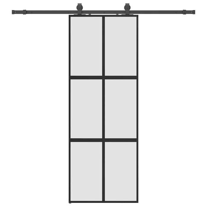 Porta Scorrevole Set Ferramenta Nera 76x205 cm Vetro Temperato 3375880